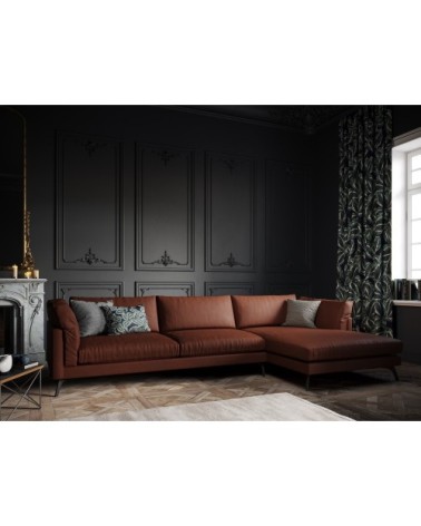 Canapé d'angle 5 places en cuir cuir cognac