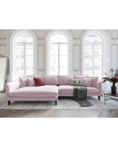 Canapé d'angle 4 places en velours lavande