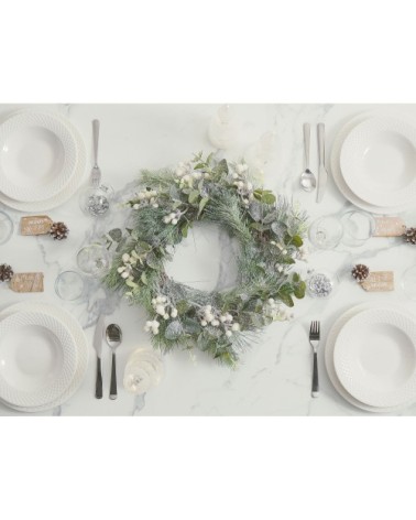 Couronne de Noël verte enneigée ? 54 cm