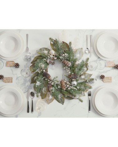 Couronne de Noël verte enneigée ? 60 cm