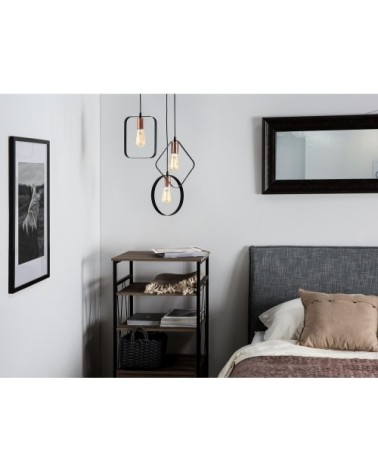 Lampe suspension noire et cuivrée