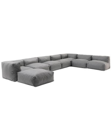 Canapé d'angle de jardin modulable 8 places gris