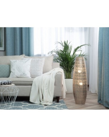 Lanterne de sol marocaine en métal argenté