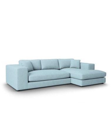 Canapé d'angle 5 places en tissu structuré bleu clair
