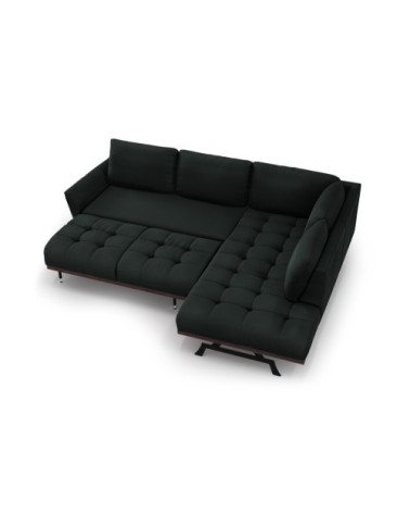 Canapé d'angle convertible 5 places en tissu structuré beige clair