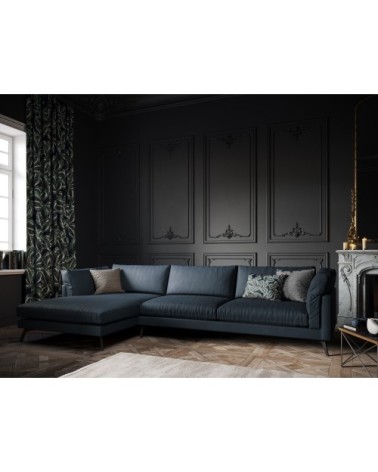 Canapé d'angle 5 places en cuir cuir bleu