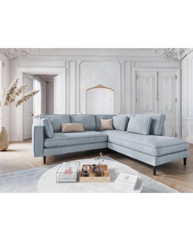 Canapé d'angle 5 places en velours bleu clair