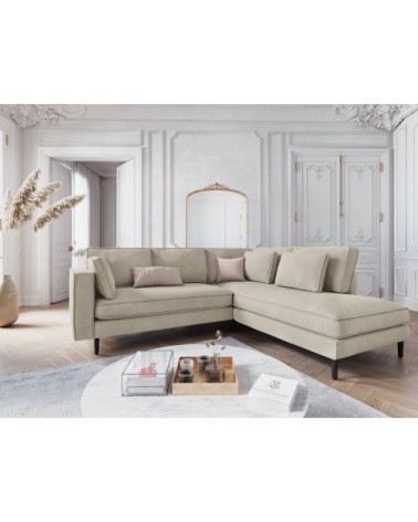 Canapé d'angle 5 places en velours beige
