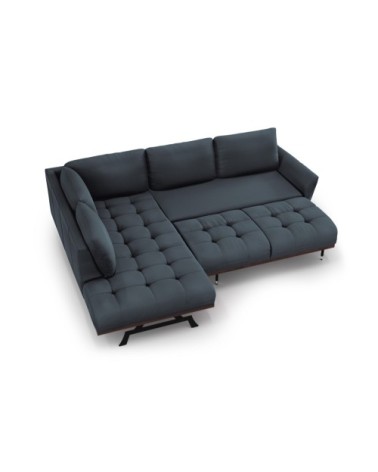 Canapé d'angle convertible 5 places en tissu structuré vert