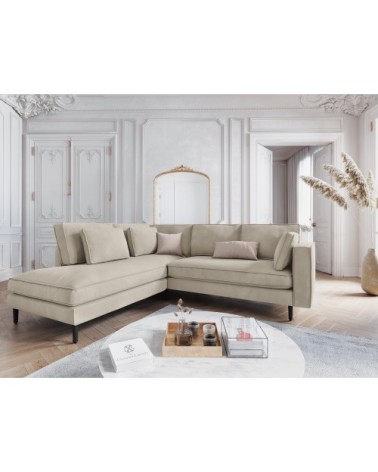 Canapé d'angle 5 places en velours beige