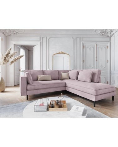 Canapé d'angle 5 places en velours lavande