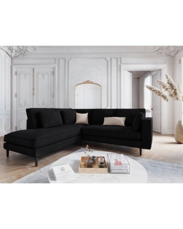 Canapé d'angle 5 places en velours noir