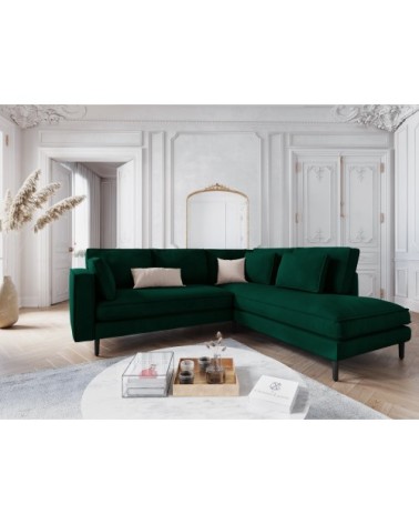 Canapé d'angle 5 places en velours vert bouteille