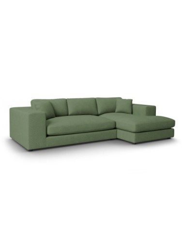 Canapé d'angle 5 places en tissu structuré vert