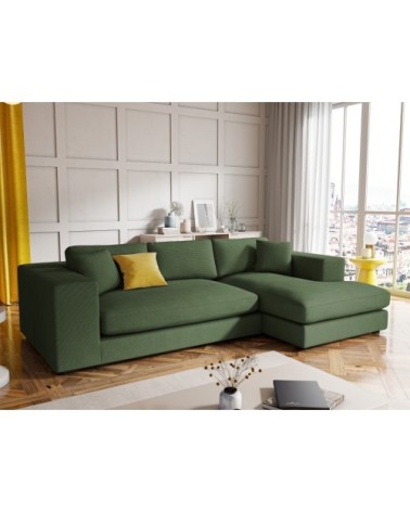 Canapé d'angle 5 places en tissu structuré vert
