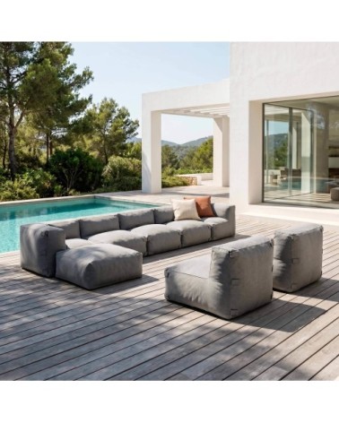 Canapé d'angle de jardin modulable 8 places gris