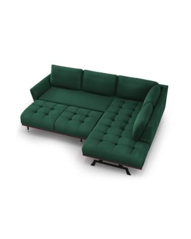 Canapé d'angle convertible 5 places en tissu structuré gris clair