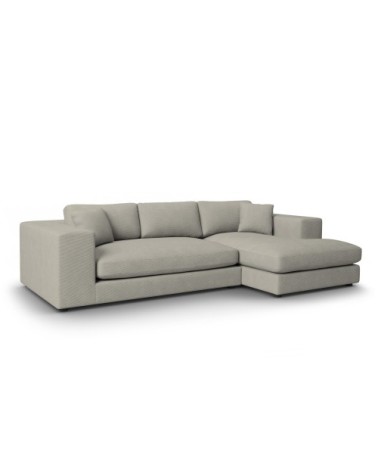 Canapé d'angle 5 places en tissu structuré gris clair