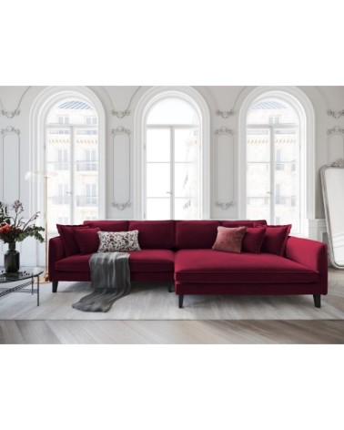 Canapé d'angle 4 places en velours rouge foncé
