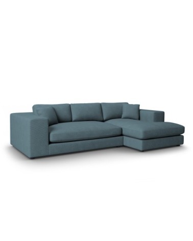 Canapé d'angle 5 places en tissu structuré bleu