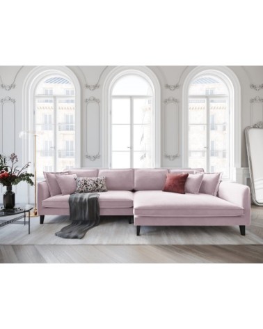 Canapé d'angle 4 places en velours lavande