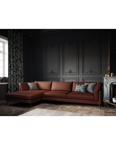 Canapé d'angle 5 places en cuir cuir cognac