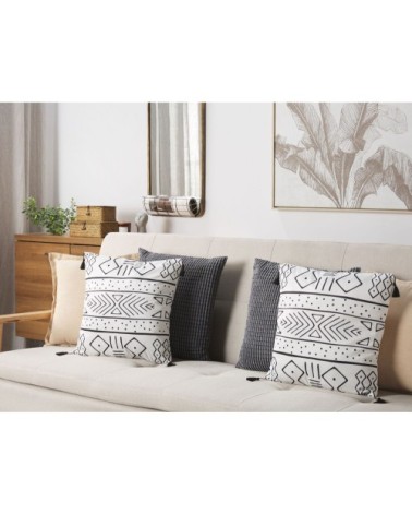 Lot de 2 coussin décoratifs en velours blanc 45x7cm