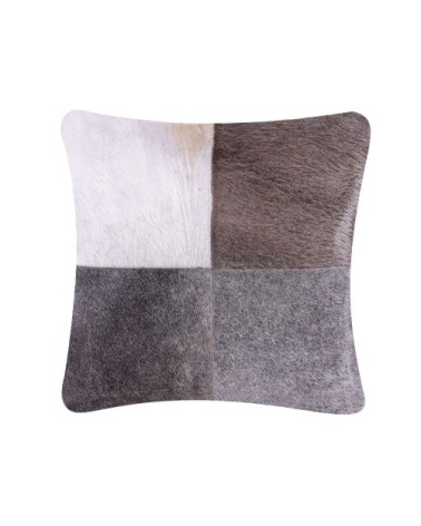 Coussin décoratif en cuir véritable gris 45x10cm