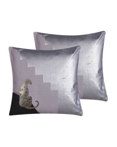 Lot de 2 coussin décoratifs en tissu gris 45x6cm