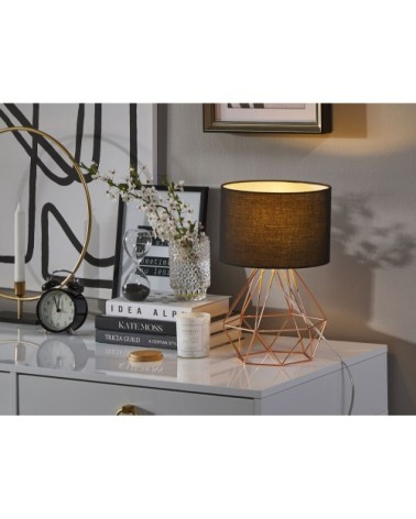 Lampe à poser noire et cuivrée