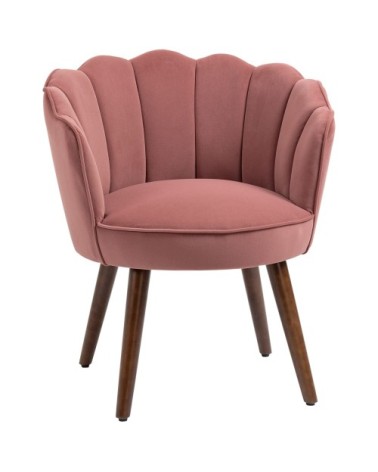 Fauteuil coquillage salon chambre velours rose