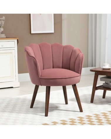 Fauteuil coquillage salon chambre velours rose