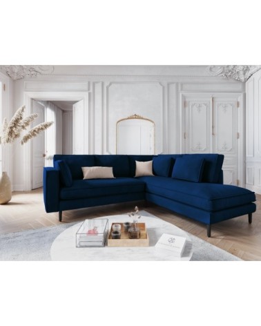 Canapé d'angle 5 places en velours bleu roi