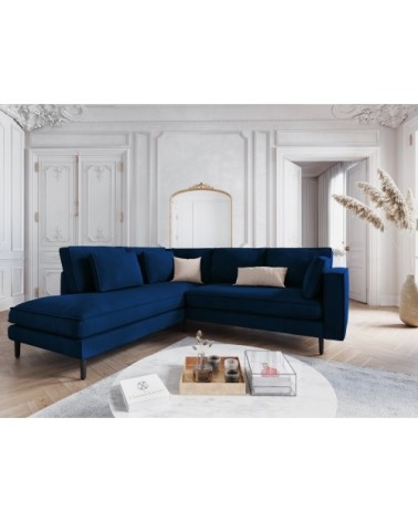 Canapé d'angle 5 places en velours bleu roi