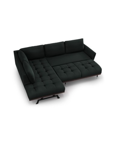 Canapé d'angle convertible 5 places en tissu structuré vert