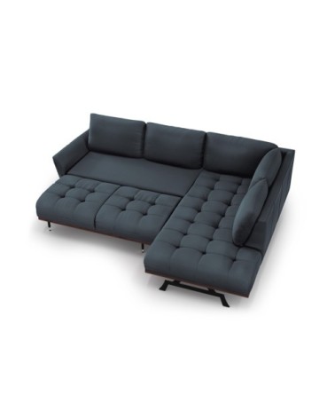 Canapé d'angle convertible 5 places en tissu structuré noir