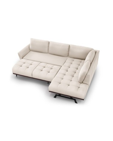 Canapé d'angle convertible 5 places en tissu structuré bleu