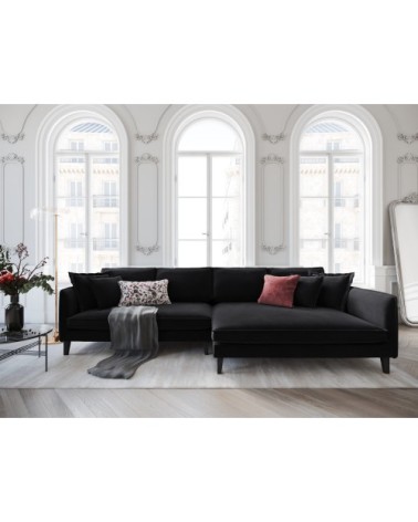 Canapé d'angle 4 places en velours noir