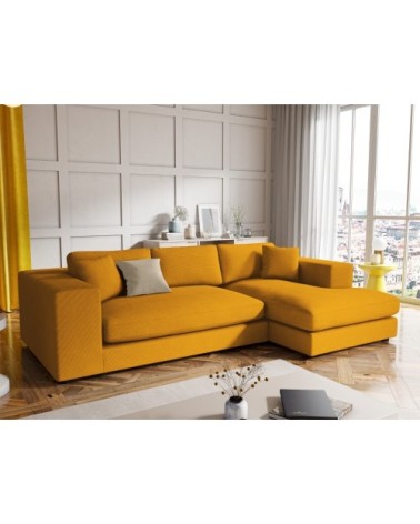 Canapé d'angle 5 places en tissu structuré jaune