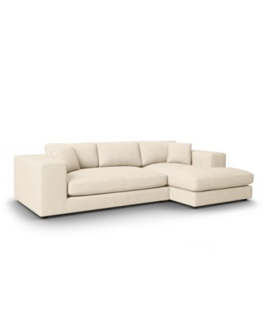 Canapé d'angle 5 places en tissu structuré beige clair