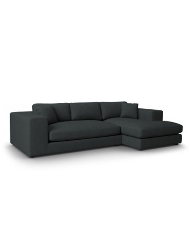 Canapé d'angle 5 places en tissu structuré noir