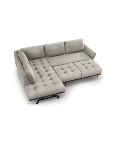 Canapé d'angle convertible 5 places en tissu structuré gris