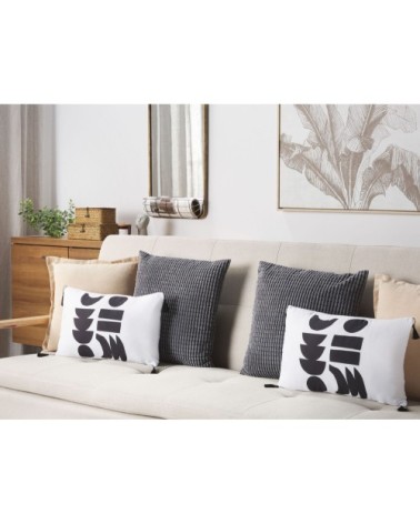 Lot de 2 coussin décoratifs en tissu noir blanc 30x7cm