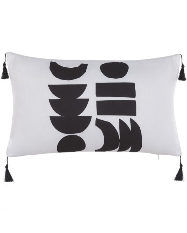 Lot de 2 coussin décoratifs en tissu noir blanc 30x7cm