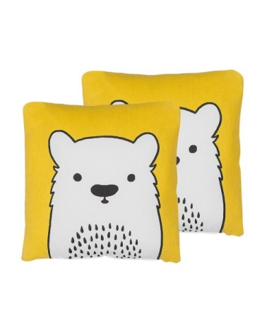 Lot de 2 coussin décoratifs en tissu jaune 45x12cm