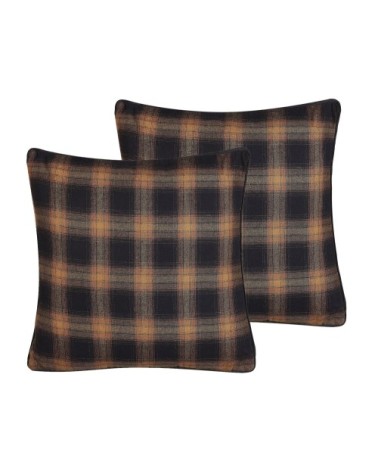 Lot de 2 coussin décoratifs en tissu noir 45x6cm