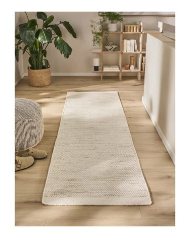 Tapis de couloir en laine crème 70x200