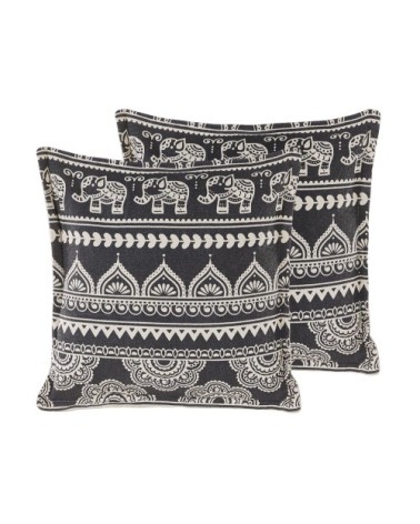 Lot de 2 coussin décoratifs en tissu noir 45x12cm