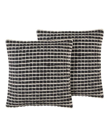 Lot de 2 coussin décoratifs en tissu noir 45x12cm