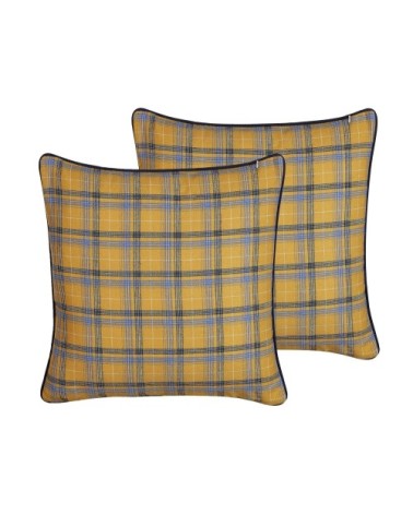 Lot de 2 coussin décoratifs en tissu jaune 45x6cm